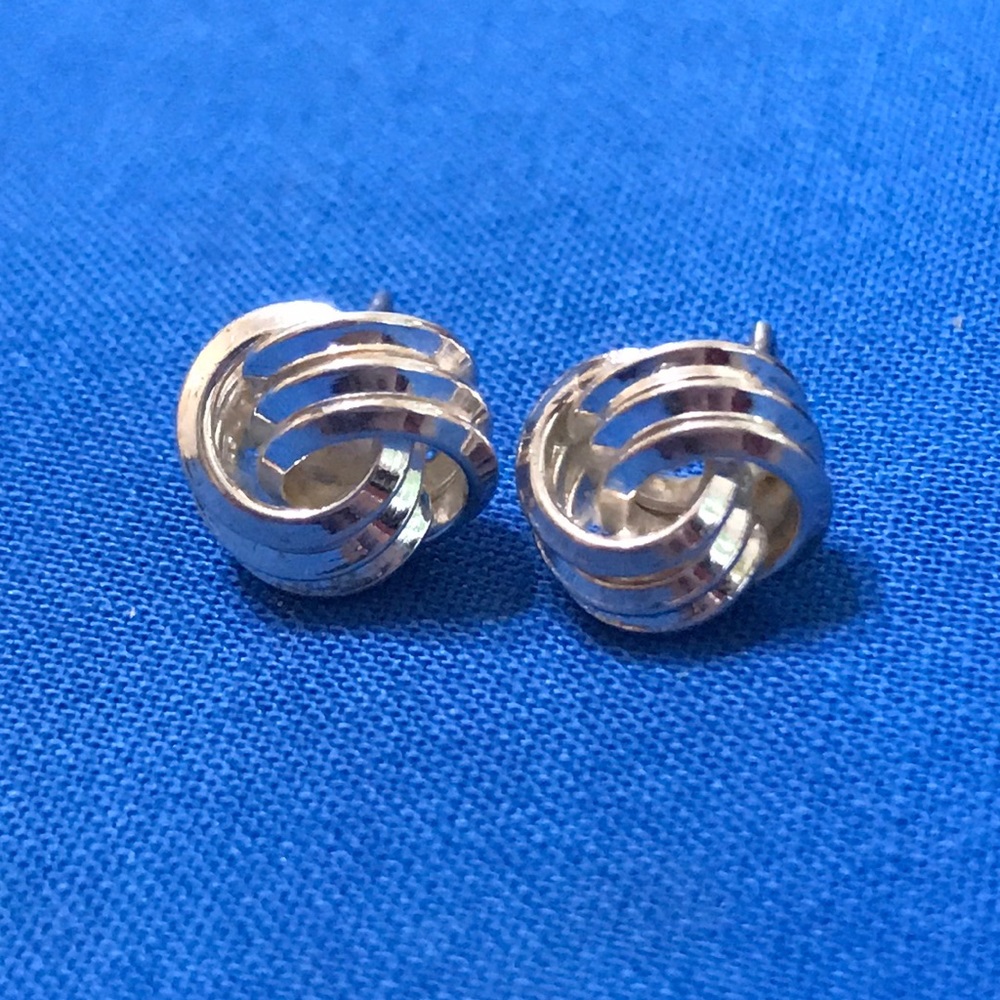Silver triple knot earrings